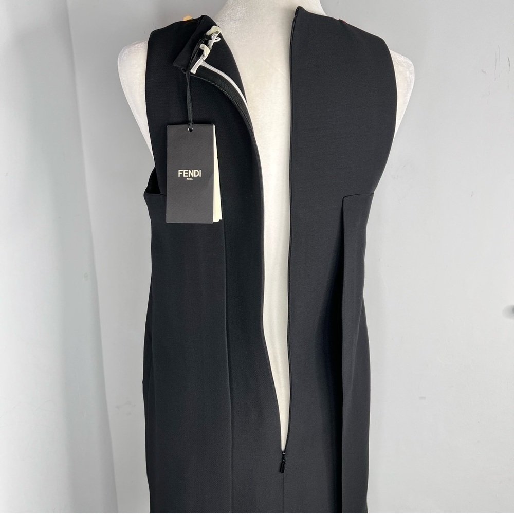 NWT Fendi Monster Eyes Embellished Black Leather Wool Cocktail Dress 42 6 - Picture 12 of 15